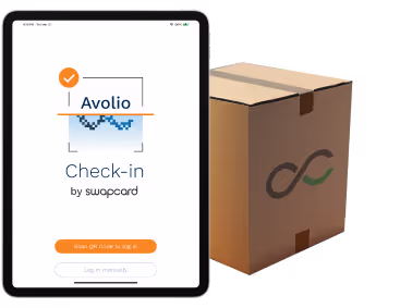 Swapcard Go box showing Avolio check-in app by Swapcard for onsite check in. 
